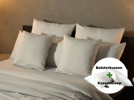 Bolsterkussen + kussensloop voordeelset | Satijn katoen - Ivory beige