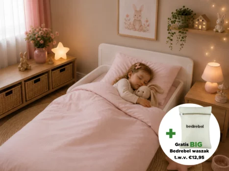 Peuterbed hoeslaken met hoeklabels & side pockets | Percale katoen - Blush pink