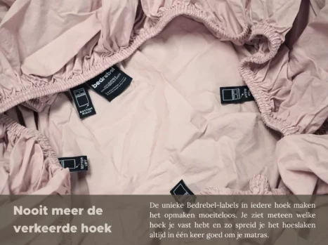 Alternative view of Peuterbed hoeslaken met hoeklabels & side pockets | Percale katoen - Blush pink