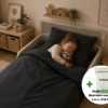 Peuterbed hoeslaken met hoeklabels & side pockets | Percale katoen - Charcoal black