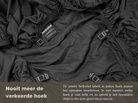Alternative view of Peuterbed hoeslaken met hoeklabels & side pockets | Percale katoen - Charcoal black
