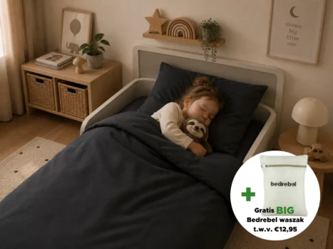 Peuterbed hoeslaken met hoeklabels & side pockets | Percale katoen - Charcoal black