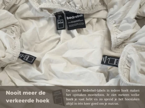 Alternative view of Peuterbed hoeslaken met hoeklabels & side pockets | Percale katoen - Ivory beige