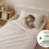 Peuterbed hoeslaken met hoeklabels & side pockets | Satijn katoen - Ivory beige