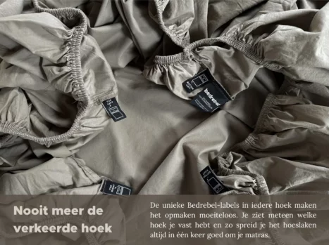 Alternative view of Peuterbed hoeslaken met hoeklabels & side pockets | Percale katoen - Japandi taupe