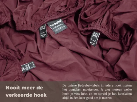 Alternative view of Peuterbed hoeslaken met hoeklabels & side pockets | Percale katoen - Merlot red