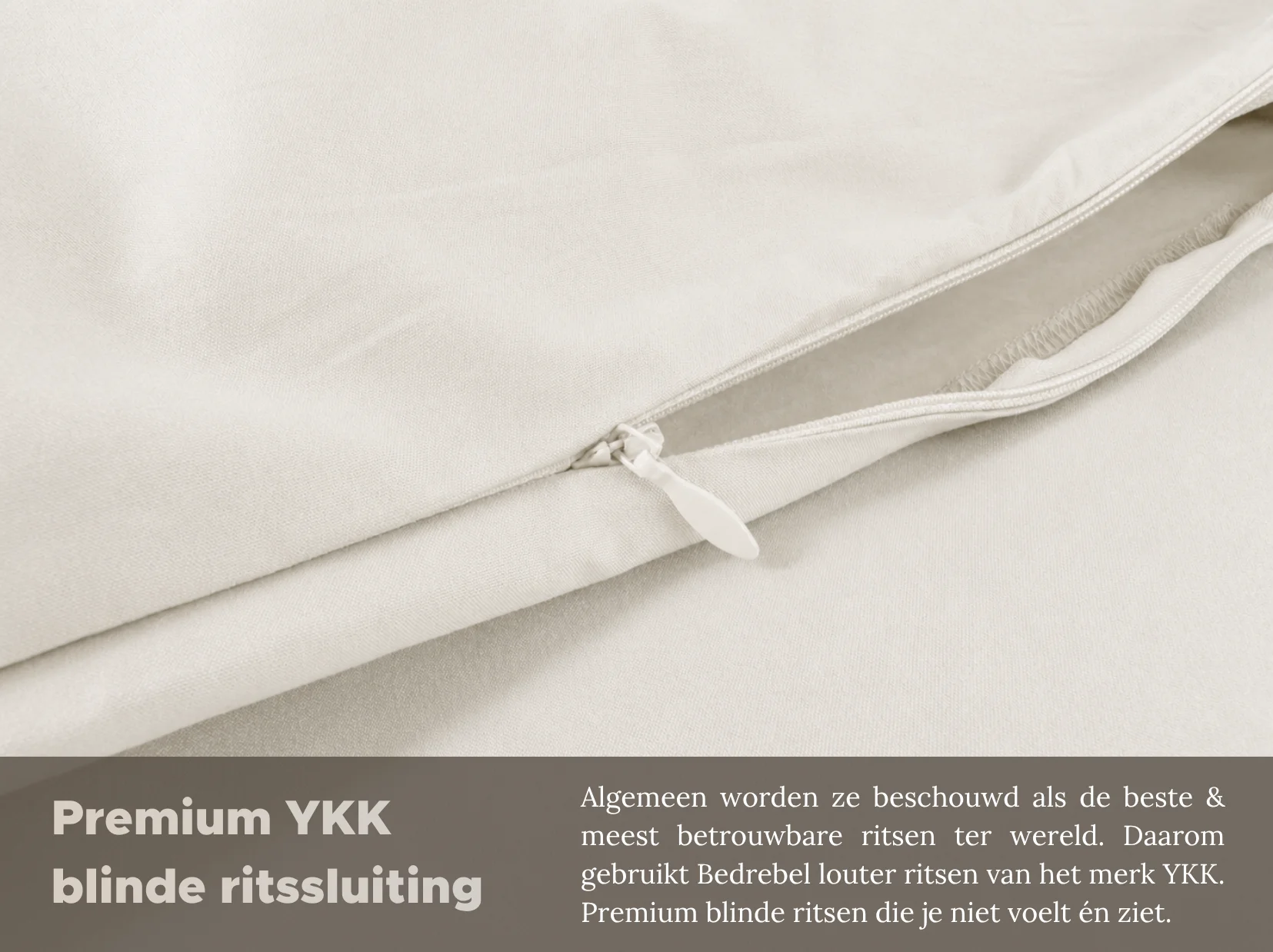 Peuterdekbedovertrek met rits over drie zijden & dekbedclips | Percale katoen - Ivory beige - Afbeelding 3