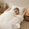 Peuterdekbedovertrek met rits over drie zijden & dekbedclips | Percale katoen - Ivory beige
