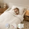 Peuterdekbedovertrek met rits over drie zijden & dekbedclips | Percale katoen - Ivory beige | 1 persoons incl. 1 kussensloop