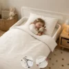 Peuterdekbedovertrek met rits over onderzijde & dekbedclips | Percale katoen - Ivory beige