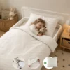 Peuterdekbedovertrek met rits over onderzijde & dekbedclips | Percale katoen - Ivory beige | 1 persoons incl. 1 kussensloop