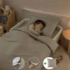 Peuterdekbedovertrek met rits over drie zijden & dekbedclips | Percale katoen - Japandi taupe | 1 persoons incl. 1 kussensloop