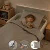 Peuterdekbedovertrek met rits over drie zijden & dekbedclips | Satijn katoen - Japandi taupe | 1 persoons incl. 1 kussensloop