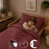 Peuterdekbedovertrek met rits over onderzijde & dekbedclips | Percale katoen - Merlot red | 1 persoons incl. 1 kussensloop