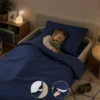 Peuterdekbedovertrek met rits over drie zijden & dekbedclips | Percale katoen - Midnight blue