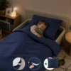 Peuterdekbedovertrek met rits over drie zijden & dekbedclips | Percale katoen - Midnight blue | 1 persoons incl. 1 kussensloop