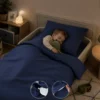 Peuterdekbedovertrek met rits over onderzijde & dekbedclips | Percale katoen - Midnight blue