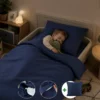 Peuterdekbedovertrek met rits over onderzijde & dekbedclips | Percale katoen - Midnight blue | 1 persoons incl. 1 kussensloop