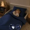 Peuterdekbedovertrek met rits over onderzijde & dekbedclips | Satijn katoen - Midnight blue