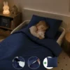 Peuterdekbedovertrek met rits over onderzijde & dekbedclips | Satijn katoen - Midnight blue | 1 persoons incl. 1 kussensloop