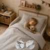 Peuterdekbedovertrek met rits over onderzijde & dekbedclips | Percale katoen - Misty grey