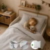 Peuterdekbedovertrek met rits over onderzijde & dekbedclips | Percale katoen - Misty grey | 1 persoons incl. 1 kussensloop
