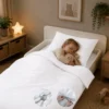Peuterdekbedovertrek met rits over onderzijde & dekbedclips | Percale katoen - Pure white
