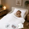 Peuterdekbedovertrek met rits over onderzijde & dekbedclips | Percale katoen - Pure white | 1 persoons incl. 1 kussensloop