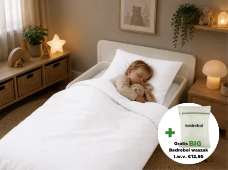 Peuterbed hoeslaken met hoeklabels & side pockets | Percale katoen - Pure white