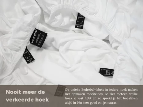 Alternative view of Peuterbed hoeslaken met hoeklabels & side pockets | Satijn katoen - Pure white