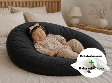 Baby relax hoes + Bolsterkussen voordeelset | Satijn katoen - Charcoal black