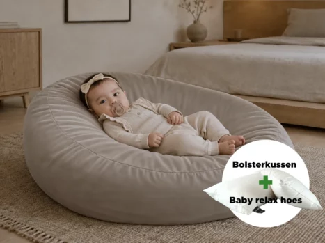 Baby relax hoes + Bolsterkussen voordeelset | Satijn katoen - Japandi taupe