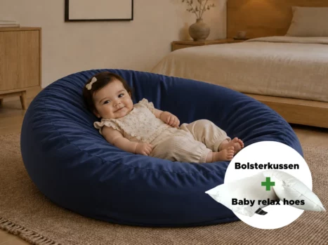 Baby relax hoes + Bolsterkussen voordeelset | Satijn katoen - Midnight blue