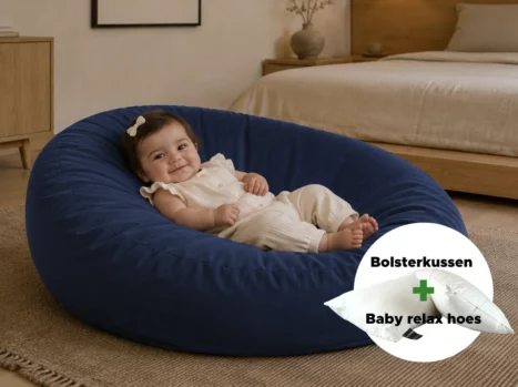 Baby relax hoes + Bolsterkussen voordeelset | Percale katoen - Midnight blue