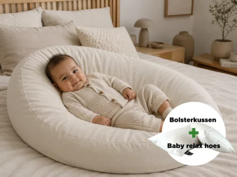 Baby relax hoes + Bolsterkussen voordeelset | Satijn katoen - Ivory beige