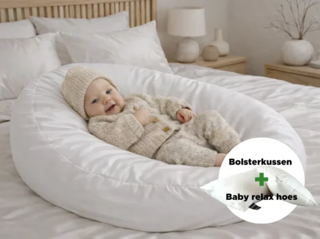 Baby relax hoes + Bolsterkussen voordeelset | Satijn katoen - Pure white