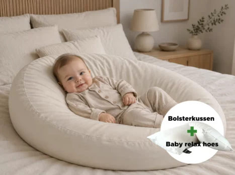 Baby relax hoes + Bolsterkussen voordeelset | Percale katoen - Ivory beige
