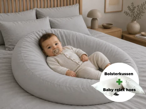 Baby relax hoes + Bolsterkussen voordeelset | Percale katoen - Misty grey