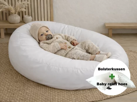 Baby relax hoes + Bolsterkussen voordeelset | Percale katoen - Pure white